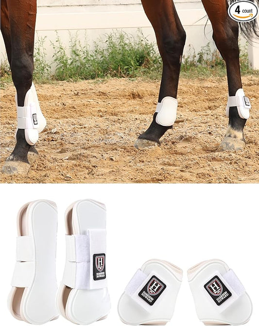 Harrison Howard Horse Tendon Boots Open Front/Fetlock Boot for Horse Protective Boots for Jumping, Trail Riding Set of 4