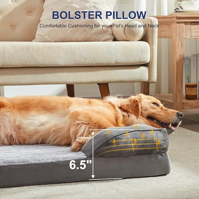 FURTIME Orthopedic Dog Bed - Extra Large, Waterproof, Ultra Comfy Supportive Foam Sofa Bed with Removable Washable Cover, Nonskid Bottom