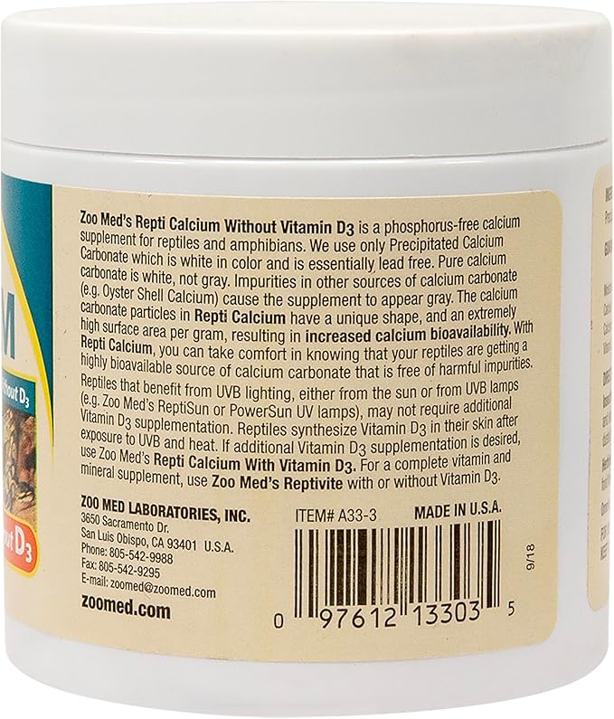 Zoo Med Repti Calcium Without D3 3 oz - Pack of 12