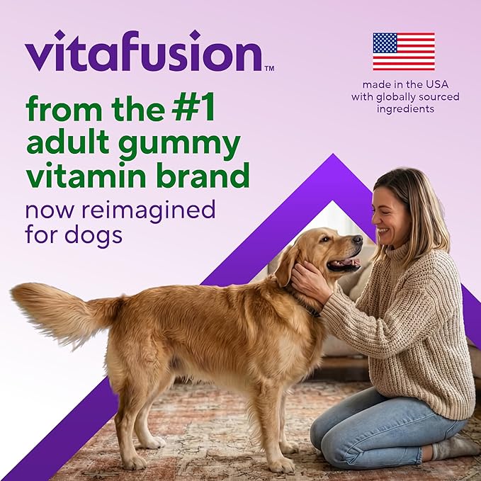 VitaFusion Dog Hip and Joint Supplement Glucosamine, Chondroitin, MSM, Omega-3 & Green-Lipped Mussel, Superfoods Blend. Flexibility and Cartilage Health. Wellness for Puppies to Senior Dogs,120 Chews.