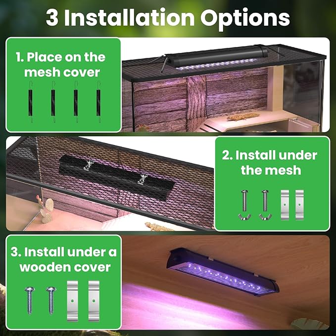 GlowUp 12 Inch 10W Dimming LED UVB Light for Reptiles, UVB 20.0/10.0/5.0/Purple Light, 3 Light Modes, Timer, UVA UVB Reptile Lamp for Tropical & Desert Reptile, Bearded Dragons, Turtles, Snakes