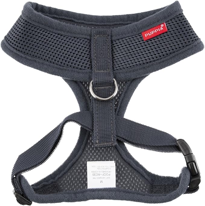 Authentic Puppia Soft Harness, Grey, Large (Pack of 2)