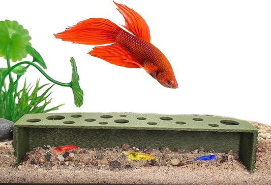 Slim Shrimp Breeding Protector | Shrimp Breeding Cave Aquarium Tunnel | CTWPets (Forest Green)