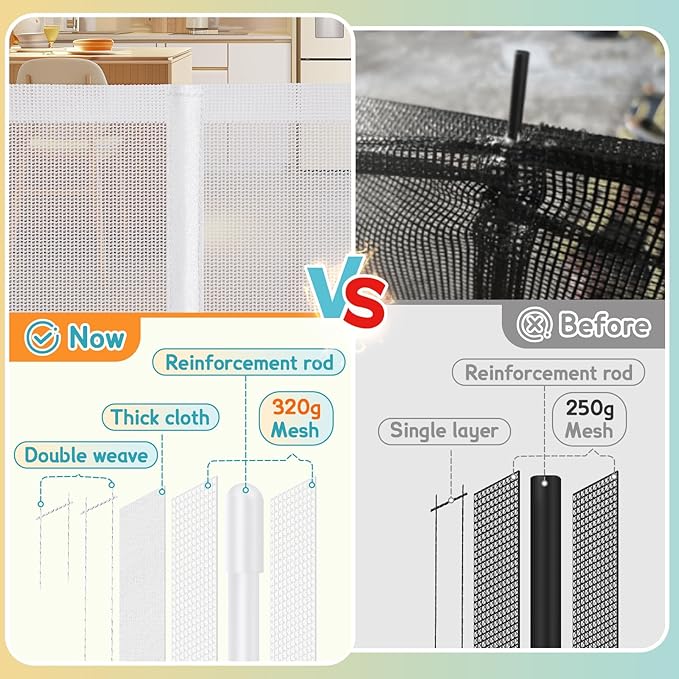 120'' Retractable Baby Gates Extra Wide, 42" Extra Tall Retractable Dog Gate for Doorways,10 Foot Safety Upgrade Extra Long White Retractable Baby Gate for Stairs, Indoor/Outdoor Retractable Gate