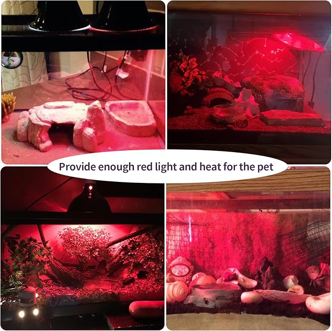 AOMRYOM 100W 2 Pack Infrared Heat Lamp Bulb Red Light Heat Bulbs for Pet Lizards Bearded Dragons Chameleons Snakes Reptiles & Amphibians