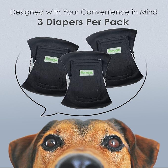 Wegreeco Washable Male Dog Belly Wrap - Pack of 3 - (Black, Black, Black, Large)
