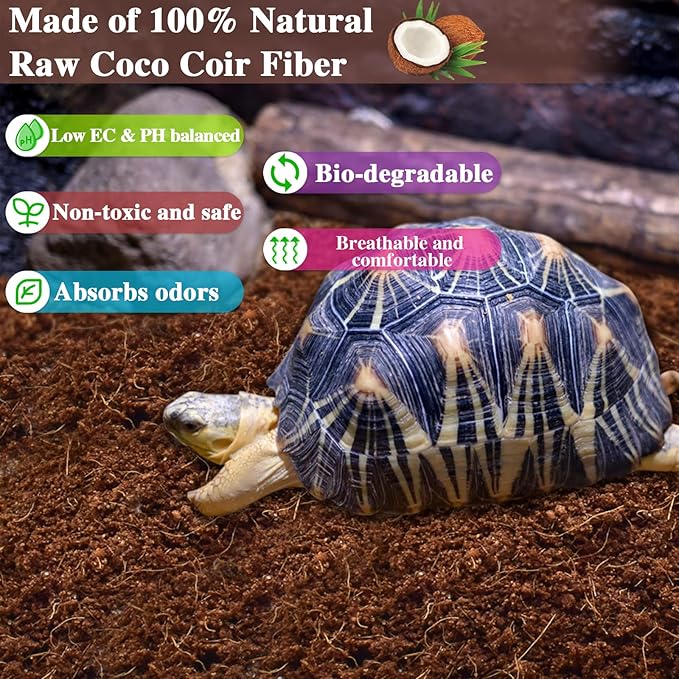 ZeeDix 1 Pack Coconut Fiber Substrate, 100% Organic Coconut Husk Coco Coir Brick Terrarium Bedding for Reptiles, Tortoise, Bearded Dragon, Leopard Gecko, Snake, Hermit Crabs, Frogs, Tarantula
