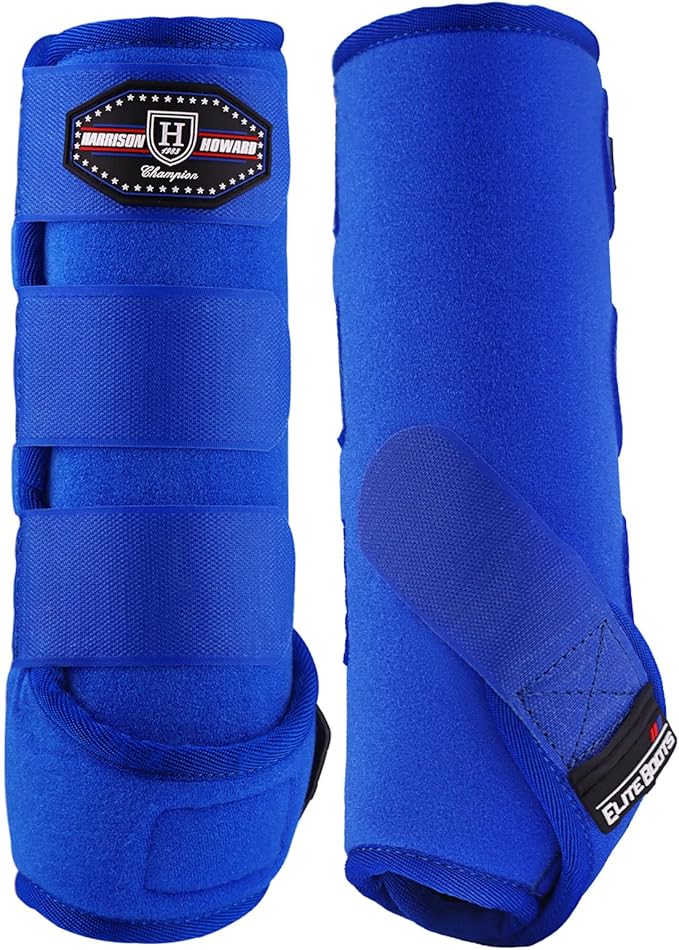 Harrison Howard Horse Sport Medicine Front Shock-Absorbing Boots All-Round Lower Limb Protection & Support Sport Boots Perfect for Endurance Training and Performance Pack of 2 Aquamarine L