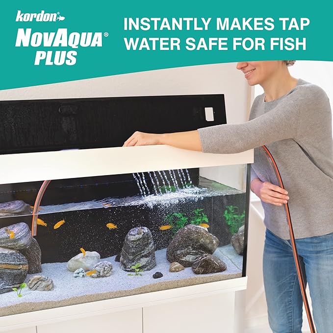 Kordon NOVAQUA Plus - Freshwater & Saltwater Aquarium Water Conditioner – Instantly Detoxifies Chlorine, Chloramines, & Heavy Metals, Replaces Fish Slime Coat, Reduces Fish Stress, 1-Gallon