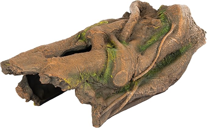 Orchid Valley Lizard, Snake or Reptile Hide. Large Hollow Log for Terrarium. Bearded Dragon or Gecko Tank Accessories. Natural Looking Basking Platform, Axolotl, Python Hideout. (XL-Version 2)