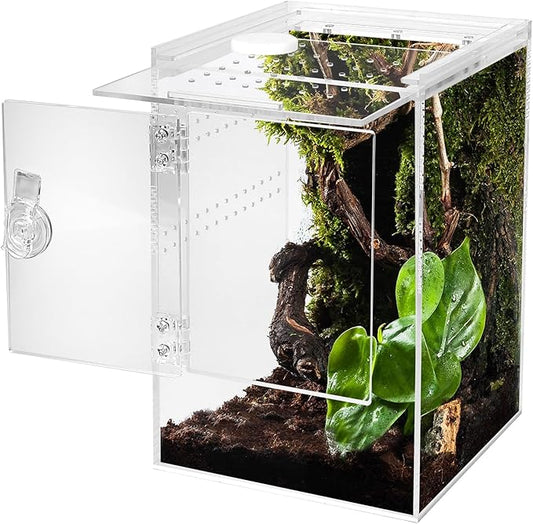 Tall Arboreal Tarantula Enclosure【𝐍𝐨 𝐀𝐬𝐬𝐞𝐦𝐛𝐥𝐲 𝐑𝐞𝐪𝐮𝐢𝐫𝐞𝐝】, Jumping Spider Enclosure, Front Above Opening, Cross Ventilation, Acrylic Arboreal Reptile Enclosure,Praying Mantis Enclosure