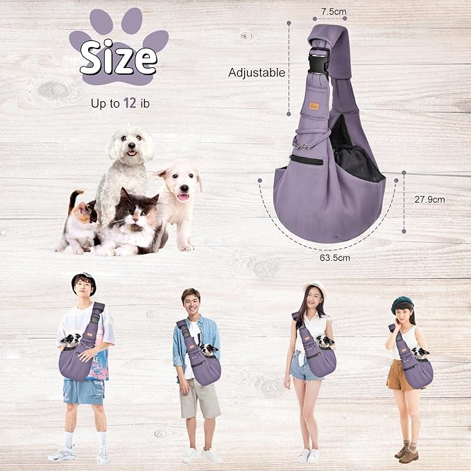 CUBY Dog and Cat Sling Carrier - Hands Free Adjustable Small Pet Sling - Soft Pouch and Tote Design - Suitable for Puppy, Small Dogs Cats Outdoor