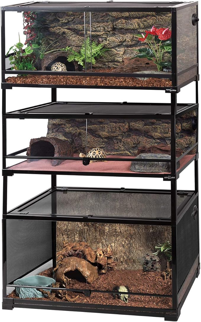 REPTI ZOO Reptile Terrarium Stackers Post Only for RK Knock-Down Glass Terrariums