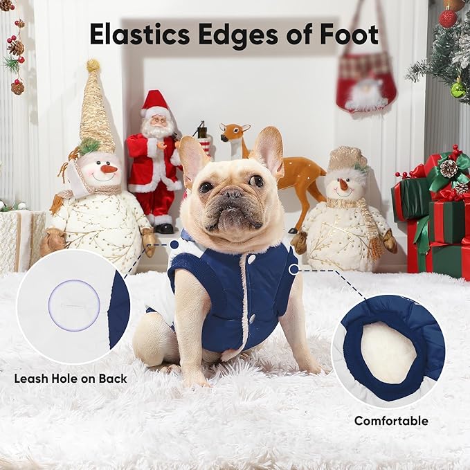 Vecomfy Fleece Lining Extra Warm Dog Hoodie in Winter for Large Dogs Jacket Pet Coats with Hooded,Beige and Blue XXXL