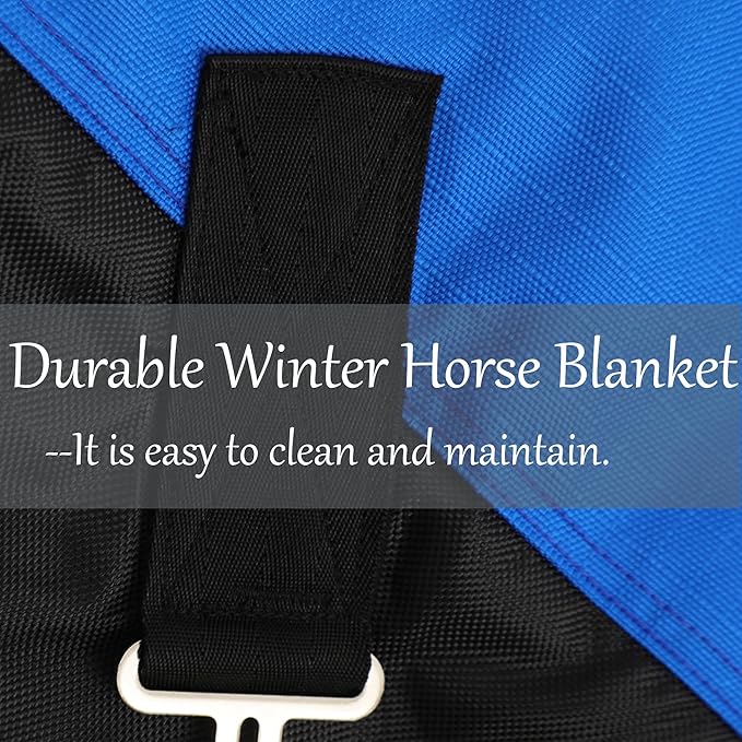 Mini Horse/Pony/Foal/Miniature Turnout Blanket, Medium Weight Winter Blanket for Horses, Donkey Blanket, 1680 Denier Waterproof &Breathable/220g Filling (Blue, 55in)
