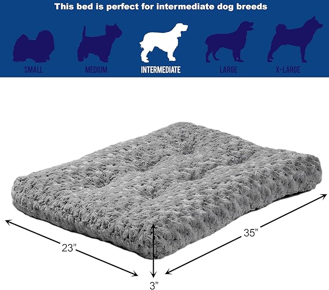MidWest Homes for Pets Intermediate QuietTime Deluxe Gray Ombre Swirl Plush Pet Bed, Machine Washable, Non-Skid Bottom, Soft Crate Mat for 36-inch Crates