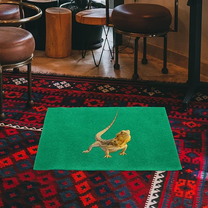 ibasenice Green Decor Reptile Carpet: Terrarium Bedding Substrate Liner Reptile Cage Mat Supplies for Bearded Dragon Lizard Tortoise Leopard Gecko Snake, 2 pcs Green Rugs