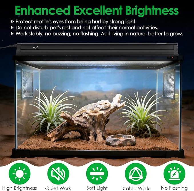 UVB Light for Reptiles Bearded Dragon, T5 UVB Reptile Light Fixture HO UVB Bulb Lighting Combo Kit 10.0 39W UVA UVB Reptile Light Bulb Terrarium Lamp Tube Bar for Snake Gecko Turtle Lizard, 34 Inch