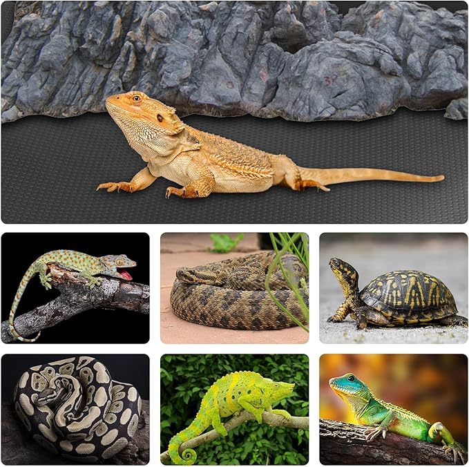 120 Gallon Reptile Terrarium Mat Liner, 96" X 24" Bearded Dragon Tank Accessories, Bearded Dragon Substrate flooring for 4x2x2 Reptile Enclosure, Reptile Bedding Carpet for Gecko,Lizard, Black
