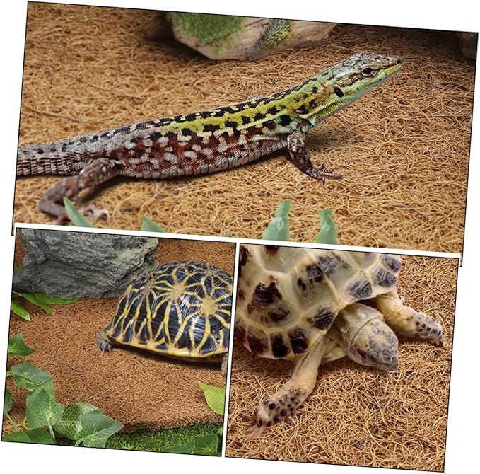 POPETPOP Reptile Coconut Fiber Bedding Mat for Tortoise Lizard Gecko Terrariums Non-Slip Substrate Liner for Safe Resting and Playing Reptile Cages