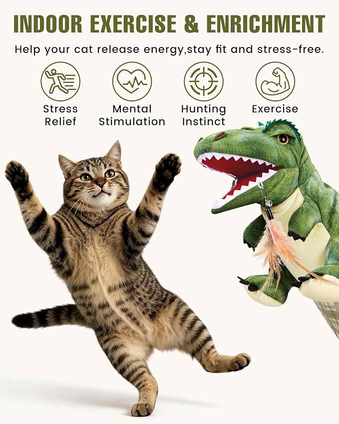 T-Rex Dinosaur Cat Puppet Glove, Interactive Toy with Movable Jaw - Image 6