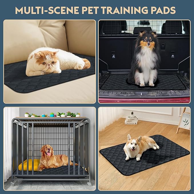 FunFurry Washable Guinea Pig Cage Liner - 4 Pack Reusable Washable Pee Pads，Waterproof Guinea Pig Bedding for Small Animal - Rabbit Bunny Hamster Puppy (Dark Grey, 24" X 47" - 4 Pack)