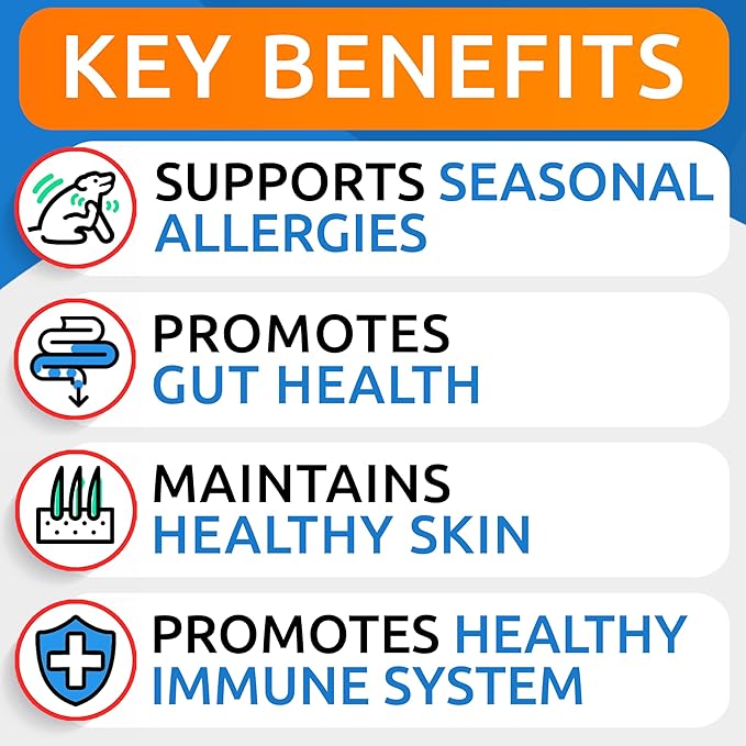BARK&SPARK Dog Allergy Relief Soft Chews for Skin Health & Seasonal Allergies - Anti-Itch Supplement w/Omega-3, Quercetin & Bromelain Immune Treats for Dry Skin & Hot Spots - Chicken - 240ct