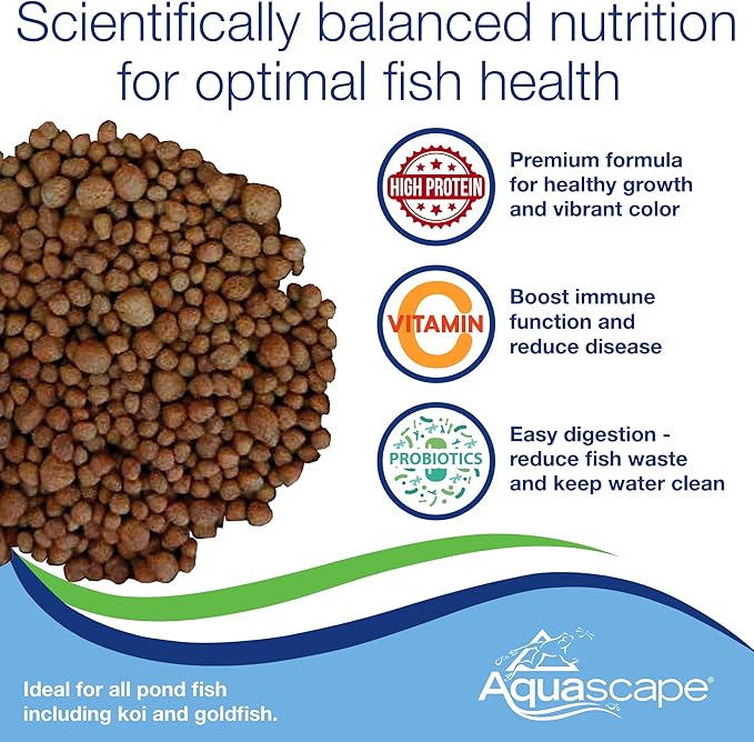 Aquascape Premium Staple Fish Food Pellets for Medium to Large Pond Fish, Large Pellet, 11 Pounds / 5 kg | 81049