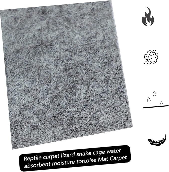 Yardwe Beard Dragon Lizard Carpet Substrate Liner for Reptile Terrarium Moisture Retentive Pet Bedding Mat Gray Climbing Environment for Tortoise and Lizards