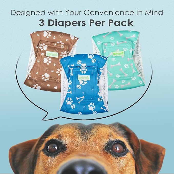 Wegreeco Washable Male Dog Belly Band - Pack of 3 - Washable Male Dog Belly Wrap, XX-Large Doggie Diapers for Doggy Puppy (Bone, XX-Large)