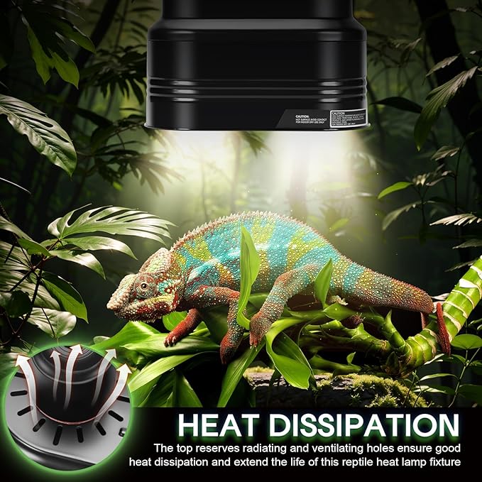 MECESOR Dual Reptile Light Fixture,Double Reptile Heat Lamp Fixture with Independent Thermostat Control & Timer Dimming Function Reflector Dome Lamp Fixture for Lizard,Bearded Dragon - Max 160W