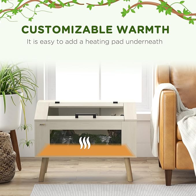 PawHut Reptile Terrarium 30 Gallon Top Opening Reptile Tank with Glass Windows Air Ventilations, Wooden Hamster Cage for Snakes Lizards Horned Frogs Chameleons Gerbils, 31.5" x 20" x 24"