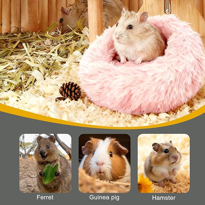 2-Pack Guinea Pig Backpack and Burrowing Bed, Portable Small Animal Cage with Bubble Clear Window, Plush and Fluffy Hideaway Pet Bed for Piggies, Hamster