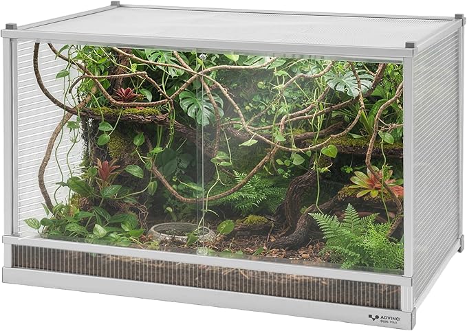 88 Gallon Reptile Tank, Reptile Enclosure for Easy Maintenance, Top Screen Ventilation & Glass Sliding Door 48x24x18''