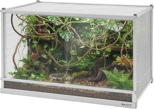88 Gallon Reptile Tank, Reptile Enclosure for Easy Maintenance, Top Screen Ventilation & Glass Sliding Door 48x24x18''