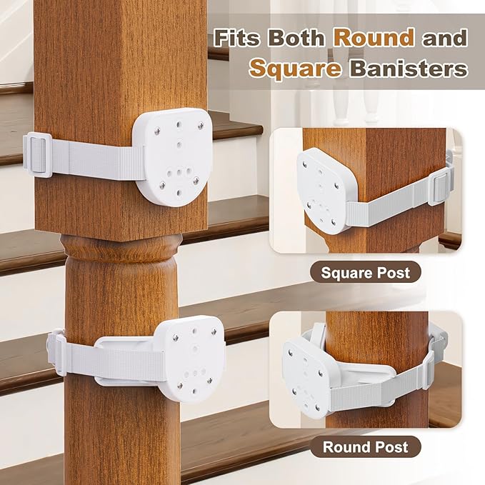 Upgraded Retractable Baby Gates for Stairs & Banister, Mesh Dog Gate Indoor, Extends to 55" Wide 33" Tall, Child Safety Gate for Stairway, Banister & Wall Mount (White)