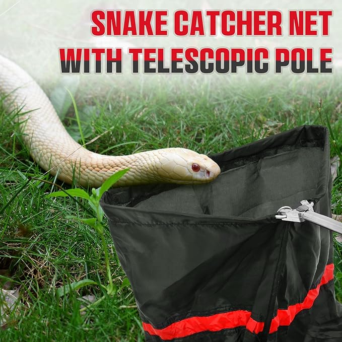 Telescopic Snake Catcher Net with Secure Drawstring – 29 to 66 Inch Adjustable Pole for Safe Transporting and Capturing All Kinds of Snakes