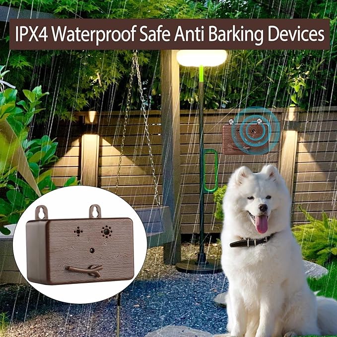 GlossyEnd Anti Barking Device, 50 FT Ultrasonic Dog Barking Control Device, 4 Modes Bark Box,Neighbor Dog Silencer, Dog Barking Silencer for Indoor and Outdoor Use (Brown