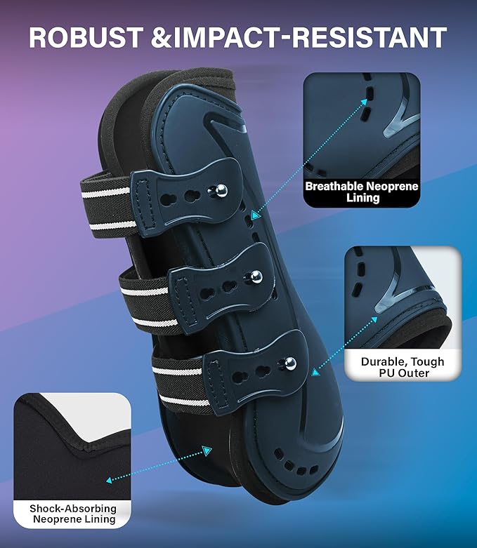Horse Tendon Boots, Fetlock Boots & Open Front Boots for Jumping, Set of 4, Horse Protection Leg Guard