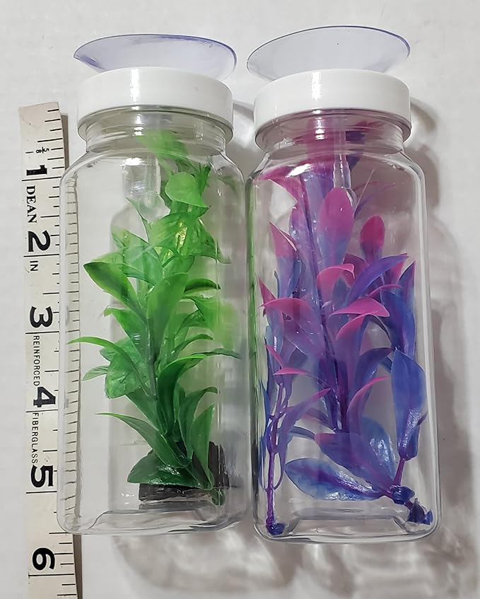 Aquarium Decor Plastic Plants Suction Cups 2 Large Bottles Turtles Platform Pet Supplies Handmade
