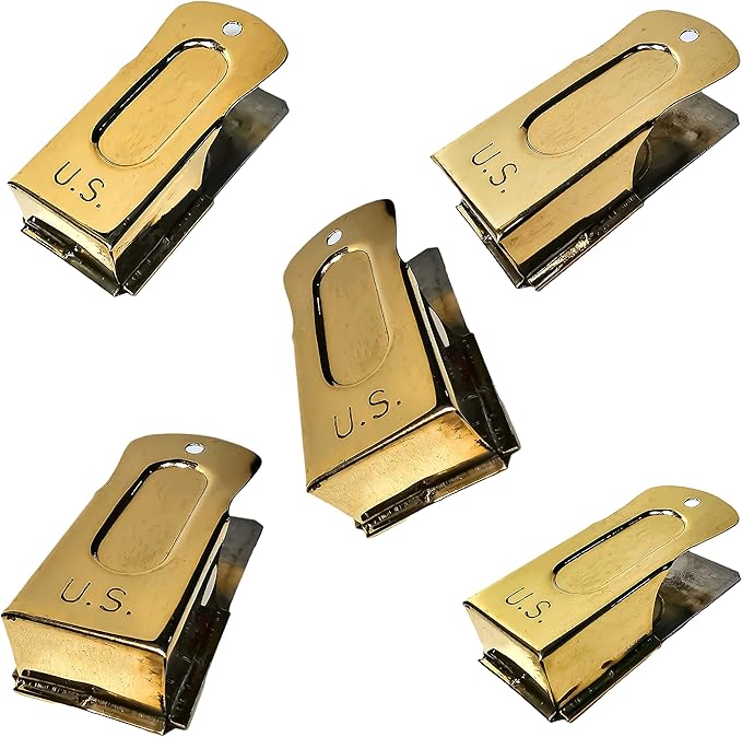 Mythrojan Pet Training Clicker Set Brass and Steel Puppy Dog Training Cricket Clicker U.S. Engraved WII Military Gear Metal Clicker - Pack of 5 Pcs