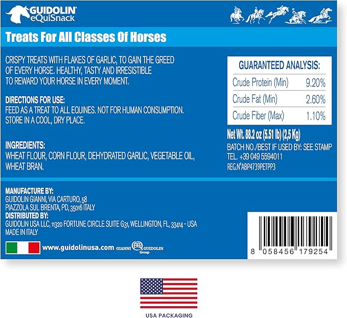 Garlic Treats for All Classes of Horses, No Sugar Added, Handmade in Italy - 5,51 LB