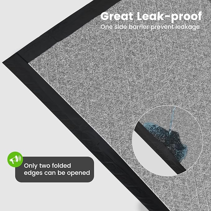 Charcoal Puppy Pads 28x34 Inches Extra Large Dog Pee Pads Odor-Control & Leak-Proof Disposable Pet Training Edge-Wrapping Thicken Potty Pad for Dogs, Cats, Rabbits (90 Pieces)