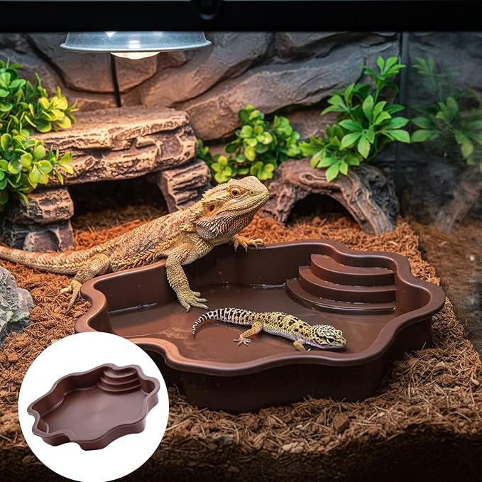 Pet Bathing Tub with Accessory Ramp - Reptile Soaking Container with Climbing Feature