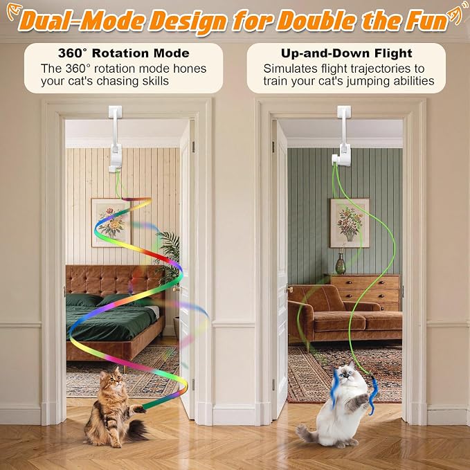 Automatic Interactive Cat Toy Rechargeable, Hanging Cat Toy, Cat Door Toy, Cat Enrichment Toys for Indoor Cats & Kitten, Doorway Electric Cat Teaser for Exercise, Boredom Relief & Fun Games - Image 4