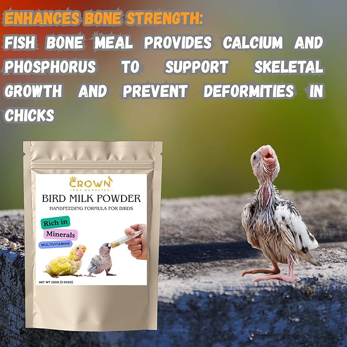 Baby Hand Feeding Formula Milk Powder Rich in Minerals & Multivitamins for Lovebirds, Parrots, Parakeets, Cockatiels, Conures, Cockatoos, and Macaws
