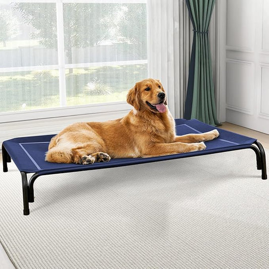 Czpalo Elevated Dog Bed, Raised Outdoor Dog Bed for Extra Large Sized Dogs, Portable Cooling Pet Cot with Breathable & Washable Mesh, Indoor & Outdoor Pet Hammock with Skid-Resistant Feet.