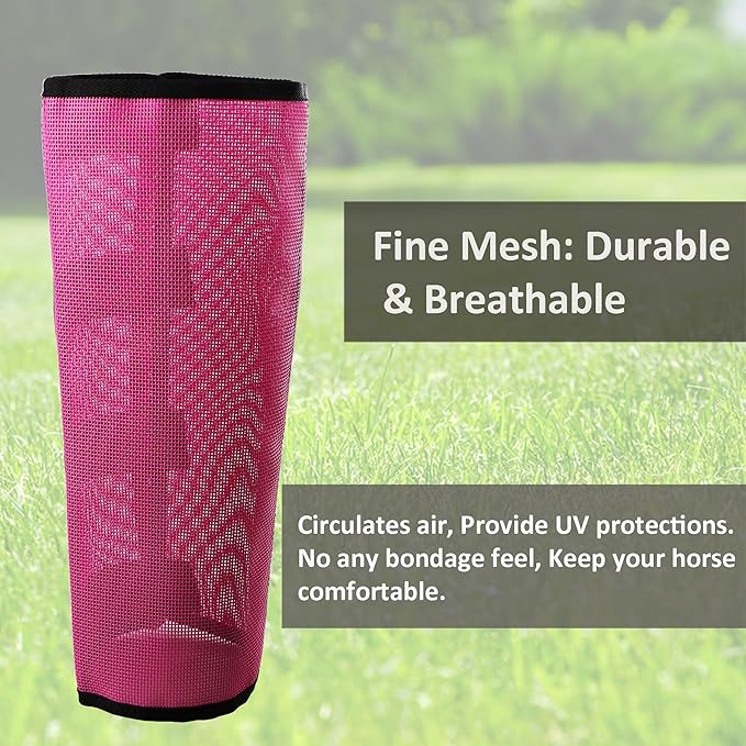 Horse Fly Boots, Superior Ventilate Mesh with Strong Fasteners Equine Fly Boots, Long-Lasting for Daliy Wear, Flexible to Fit Most Horse Legs, Set of 4 Fly Leggings for Horses