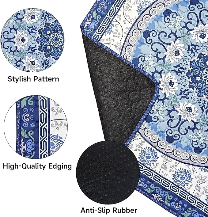 Washable Pee Pads for Dogs,72"x72" Waterproof Non-Slip Reusable Puppy Pad with Fast Absorbent,Leakproof Whelping Pads for Pet Housebreaking (Indigo Blue Medallion, 72"x72"(Pack of 1))