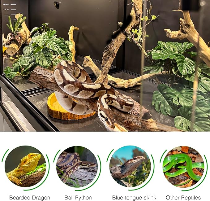 40"x16"x16" (44G) PVC Reptile Enclosure, Lightweight Insulated Terrarium with Tempered Glass Sliding Doors & Lock, Front Opening Habitat for Gecko, Snake, Small Lizards